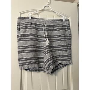 J. Jill Gray and White Striped Drawstring Shorts